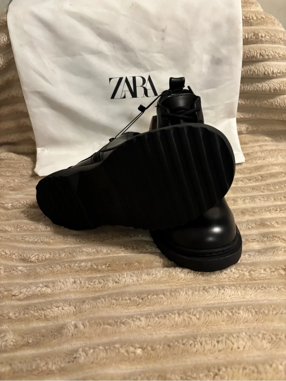 Zara Black Kids Lace-Up Ankle Boots